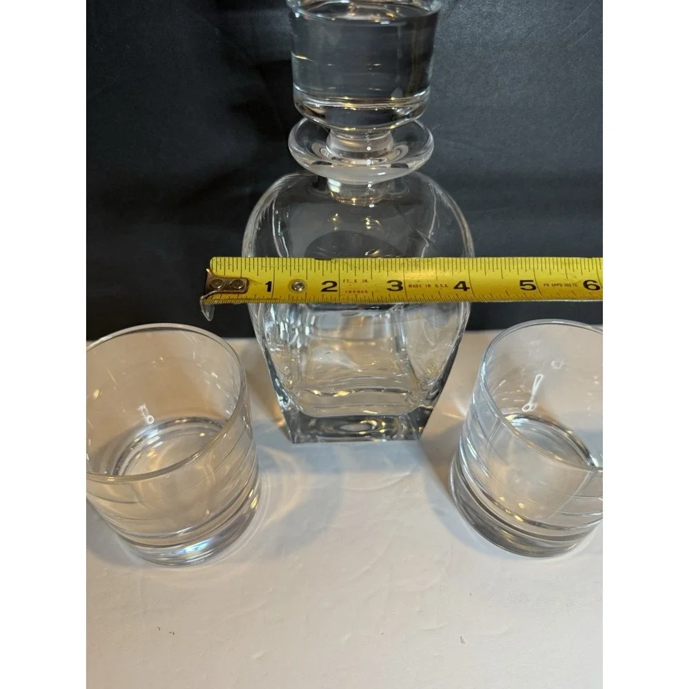 Lenox Crystal Whiskey Decanter & 2 Double Old Fashioned Glasses Bar Set
